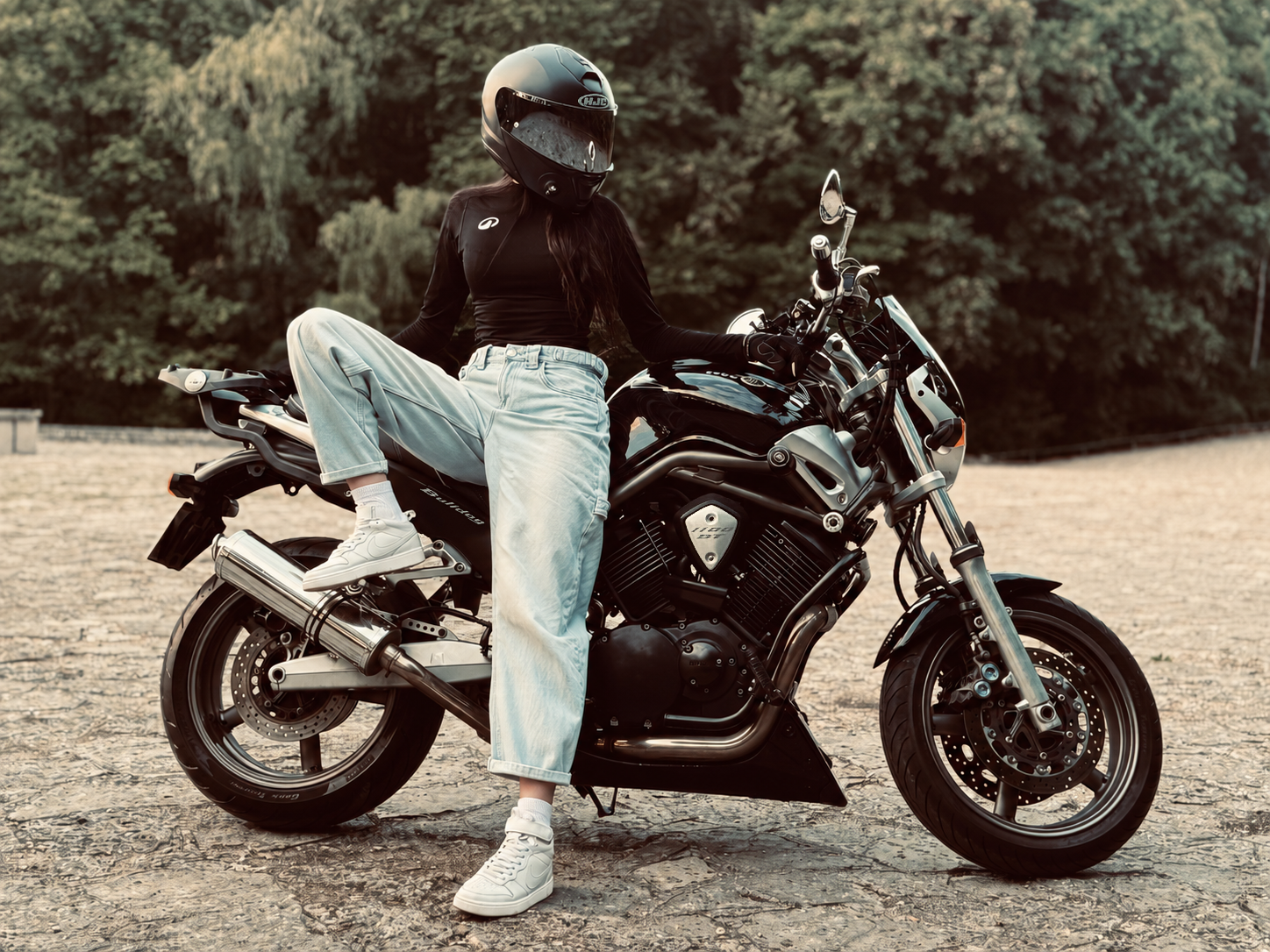A motorcyclist ready for the next ride
